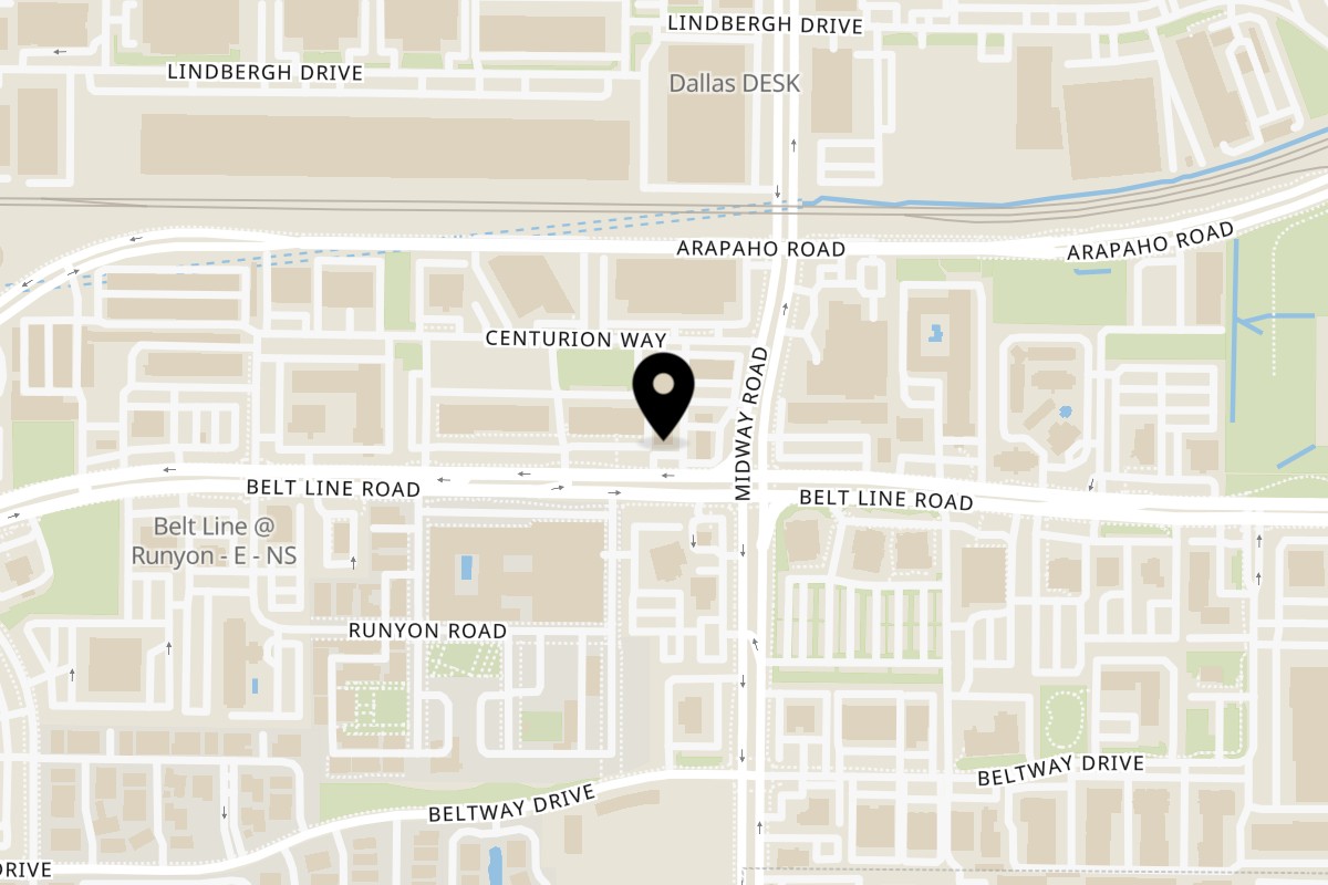Map showing the location of Andiamo Italian Grill on 4151 Belt Line Rd Suite 101 in Addison